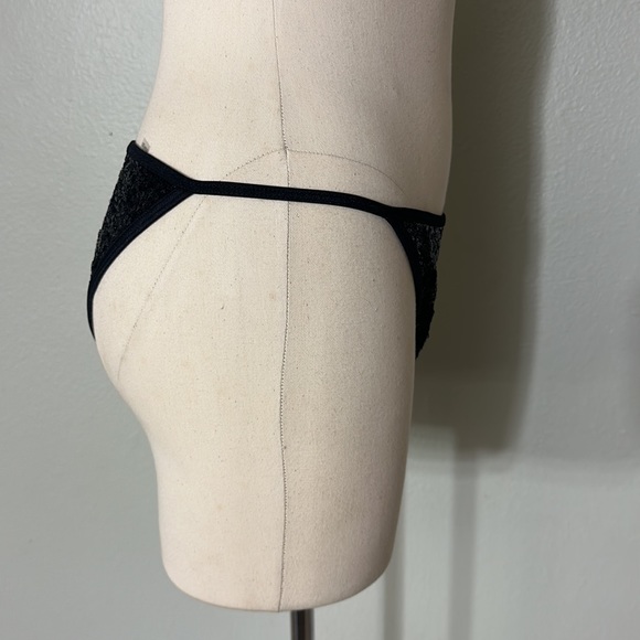VICTORIA'S SECRET SWIM Sequin Cheeky String Bikini Bottom Black Medium NWT - Picture 5 of 9